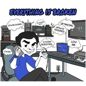 EVERYTHING IS BROKEN (Not Awesome) VinDicktive Mens Grey Short Sleeve T Shirt XL